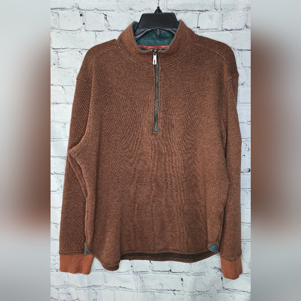 Robert Graham Gunther Striped Quarter-Zip Pullover Sweater Size Medium